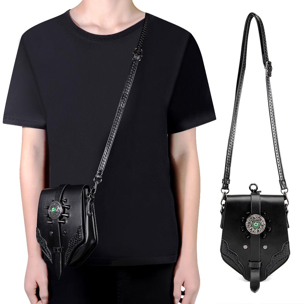 European & American Punk Rivet PU Leather Crossbody Bag with Chain