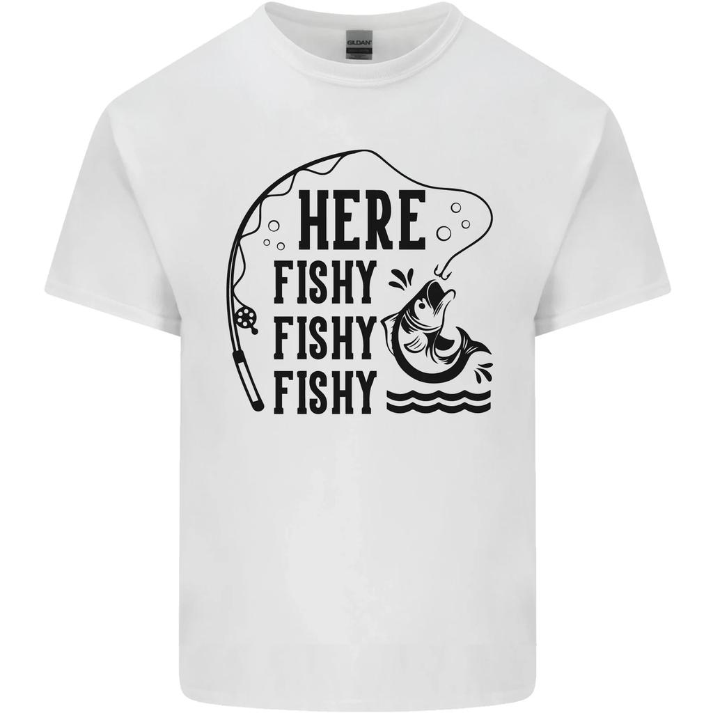 Here Fishy Fishy Funny Fishing Fisherman Kids T-Shirt Childrens