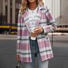 Women's Casual Fashion  Plaid Shirt Medium Woolen Coat