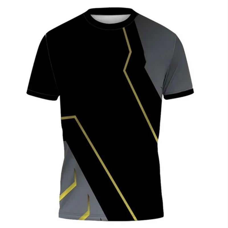 Modische Sport-T-Shirts für Herren Sommer Trend Rundhals 3D-bedruckte T-Shirts Locker Atmungsaktiv Fitness Laufen Tennis Oberteil