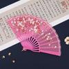 Elegent Chinese Style Plum Blossom Fan Plastic Dance Performance Props Antique Folding Fan Flower Pattern Cloth Dance Fan