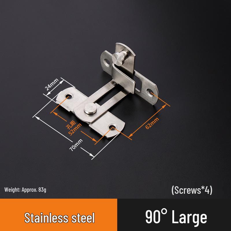 90° Stainless Steel Sliding Door Latch Bolt for Pet Cages – Anti-Theft Safety Lock