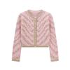 Autumn Winter Sweater Cardigans Women Single Breasted Luxury Beading Striped Casual Knitwear Traf Tops Mujer New In C-187