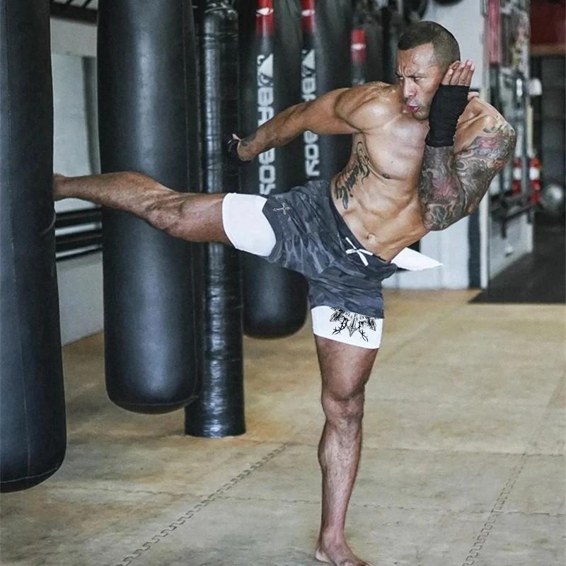Muay Thai Kick Boxing MMA Shorts Cross Christian God Men Women Unisex Double Layer Quick Dry Breathable Sport Gym Fitness Workout
