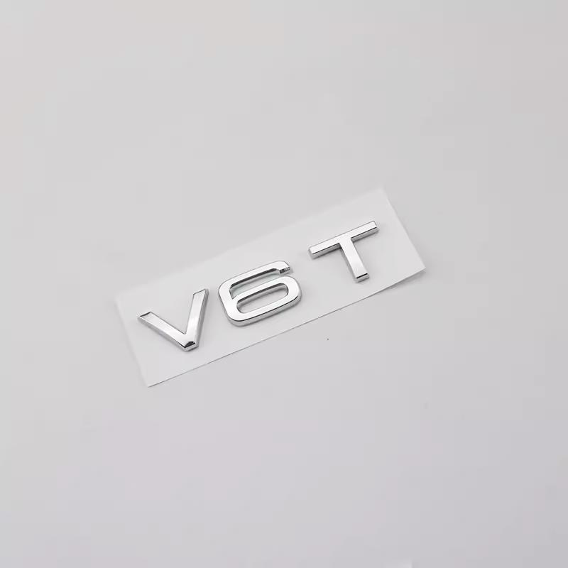 2026 3d ABS Chrome Black V6T Logo Number Letters Car Fender V6 T Emblem Badge Decal For Audi A6 C7 A4 4 S4 V6T Sticker Accessories
