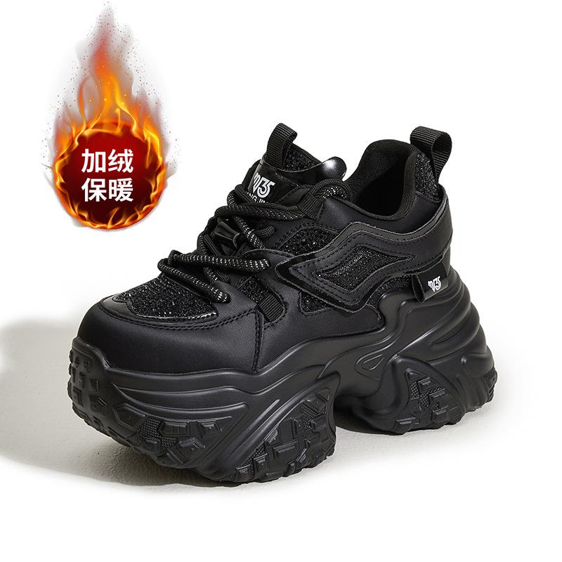 

Платформенные кроссовки «папины кроссовки» женские весна 2025 новые модные со стразами, с внутренней высотой, женская обувь, универсальная спортивная и повседневная обувь 39