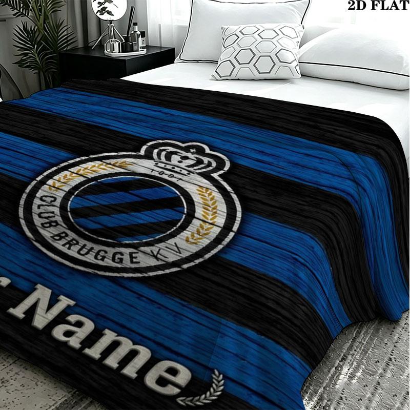 1PC Club Brugge KV Custom Name Patterned Flannel Blanket Suitable For All Seasons for Home Decor Warmth and Comfort Gifts Holiday Present