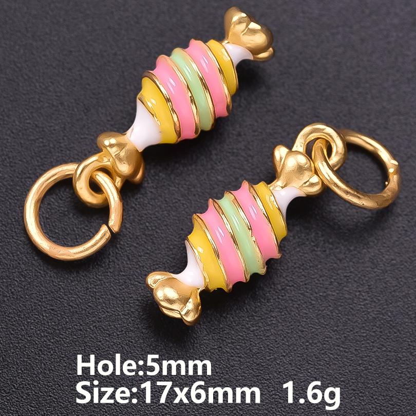 5pcs/Lot Retail Girl Accessories Food Ice Cream Cake Enamel Charms For Jewelry Making Supplies Candy Pendant Chinese Gold Color