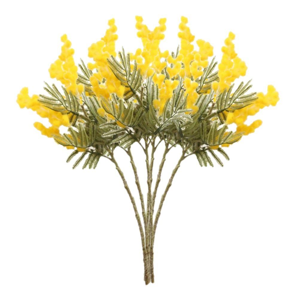 6pcs Wool Yarn Bloom Clusters Artificial  Mimosa Branches  Living Room Vase Decoration