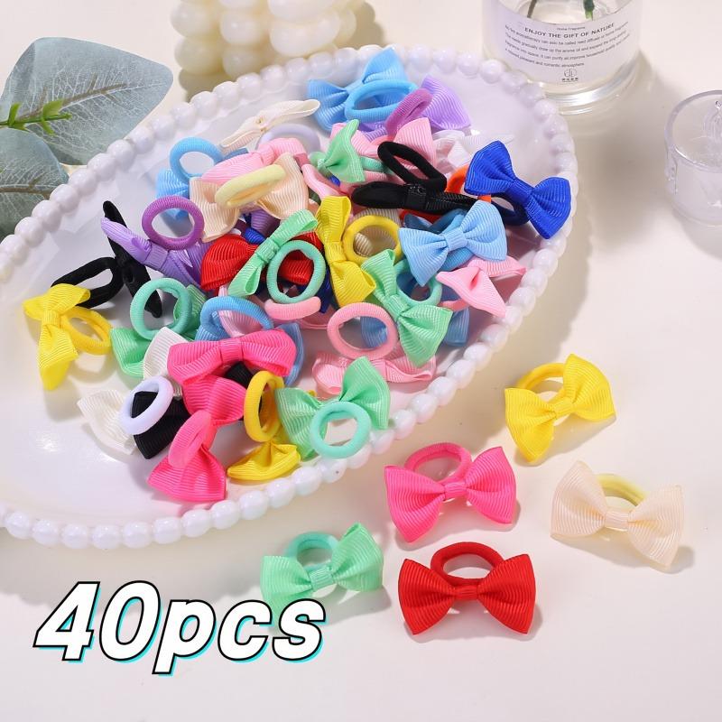 10/20/30/40pcs Cute Bow Elastic Non-slip Hair Ties | Suitable for All Occasions: Festive Photography, Fun Soft Hair Accessories