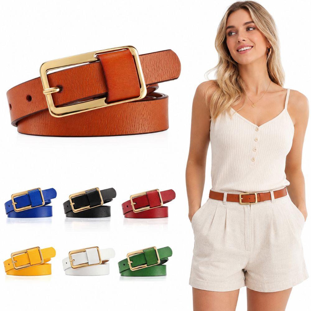 Metal Buckle Pin Buckle Belt Versatile Thin Leather Belt Fashion Genuine Leather Belt For Women