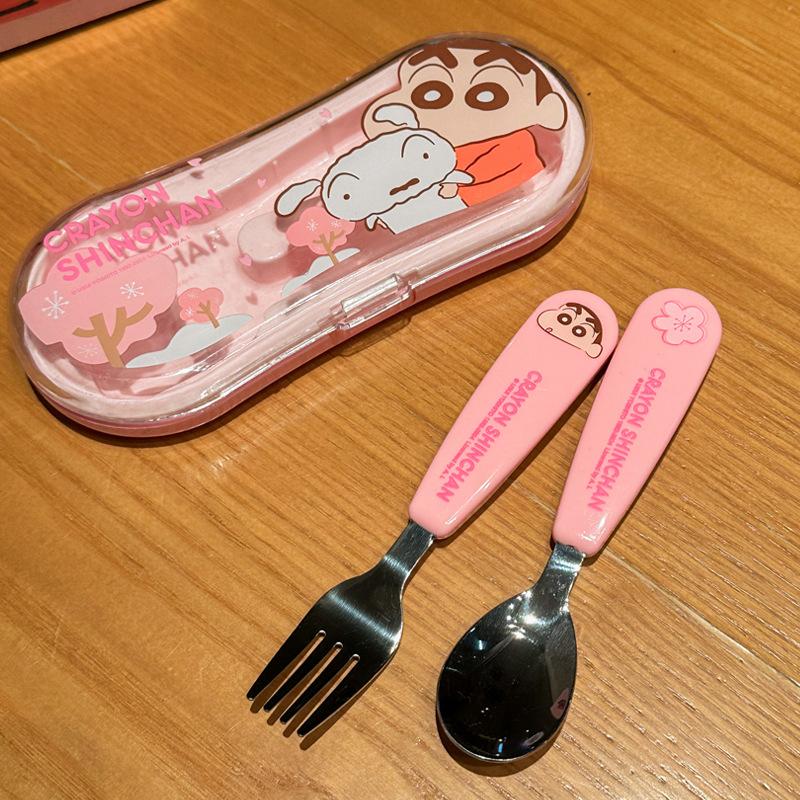 Children s Portable Tableware Set Storage Box 304 Stainless Steel Baby Eating Spoon Cartoon Fork no specifications