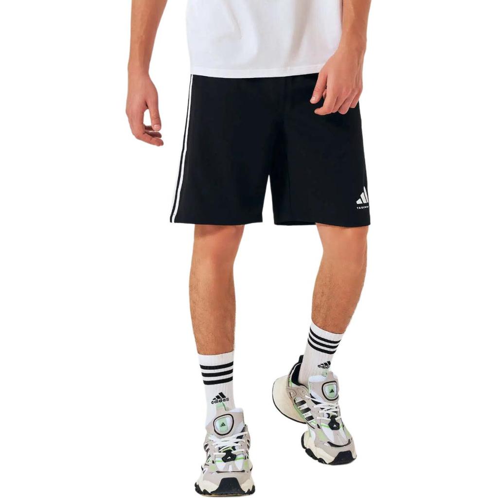 Adidas Striped Print Logo Lightweight Breathable Elastic Waist Casual Shorts Men Shorts Black S21ATMSH2T-BW