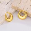Personalized Simple U-shaped Earrings Niche Versatile Geometric Jewelry Lace Engraving Texture Titanium Steel Gold-plated Stud Earrings