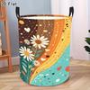 1pc, Laundry Basket, Storage Organizer Basket, Dirty Clothes Basket, Dirty Laundry Storage Basket, Colorful Floral Background, Storage Bin, Foldable L