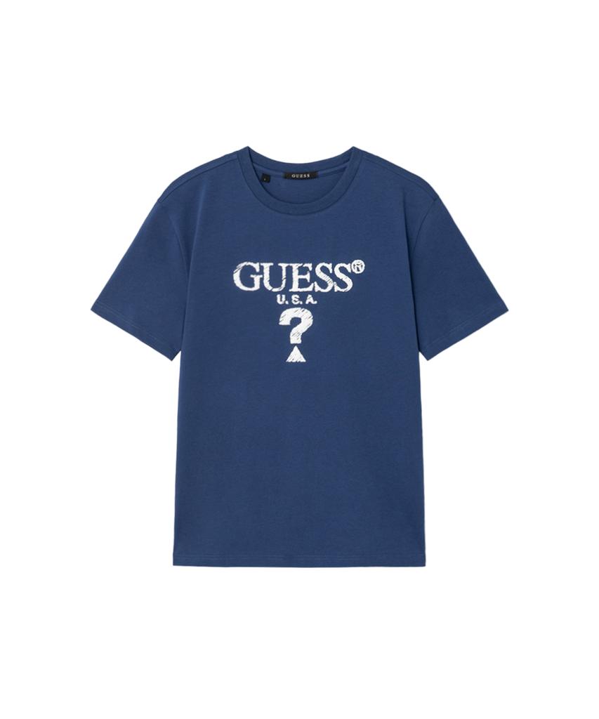 GUESS [Core] 4-Color Unisex Foamed Rimless Triangle Short Sleeve T-Shirt Mq2K8435