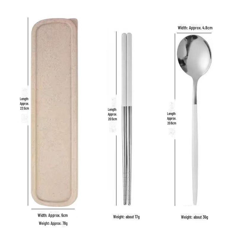 Stainless Steel Portable Tableware Set: Chopsticks, Spoon, Fork - Customizable Student/Outdoor Gift with Logo.