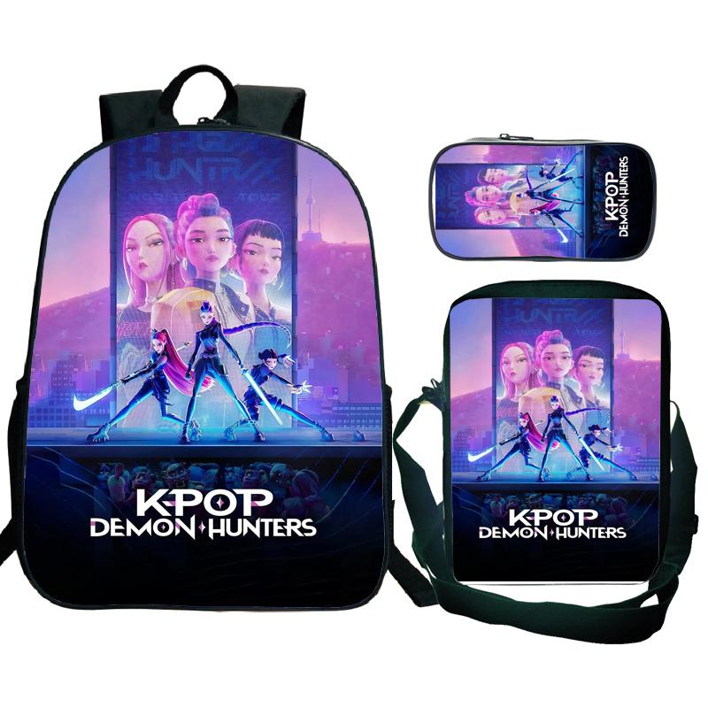 3tlg KPop Dämonenjäger Rucksäcke Huntrix Mädchen Kinder Studenten Schultaschen Zoey Rumi Mira Saja Jungen Kinder Schultaschen Unisex Mochila
