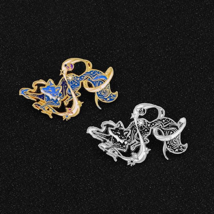 Sturdy Zinc Alloy Foxes Pin Featuring Starry Detailing Secure Clasp Foxes Brooch Ideal For Casual Or Formal Occasions