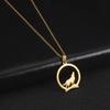 My Shape Punk Wolf Stainless Steel Necklace for Women Men Hollow Animal Wolf On The Hill Pendant Chain Choker Fashion Jewelry