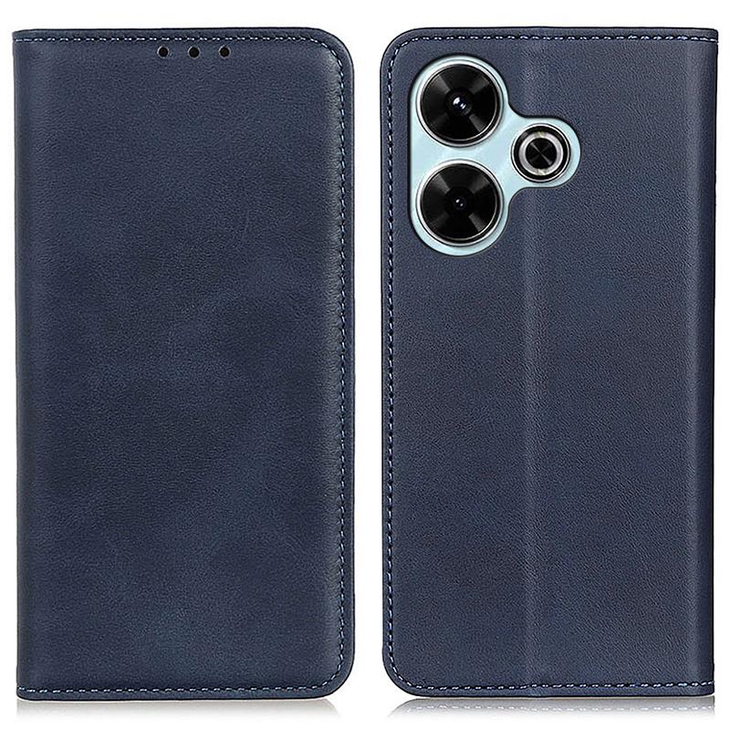 

For Xiaomi Redmi 13 5G/13 4G Case Split Leather Phone Cover Stand Hidden Magnetic Adsorption Blue