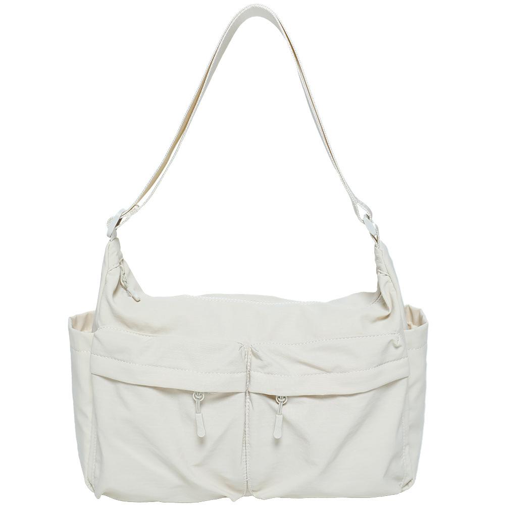 Nylon Messenger Bag, Men'S And Women'S Shoulder Messenger Bag, Neutral Dual-Purpose Satchel, Lightweight Anti-Splashing Large-Capacity Outdoor Bag