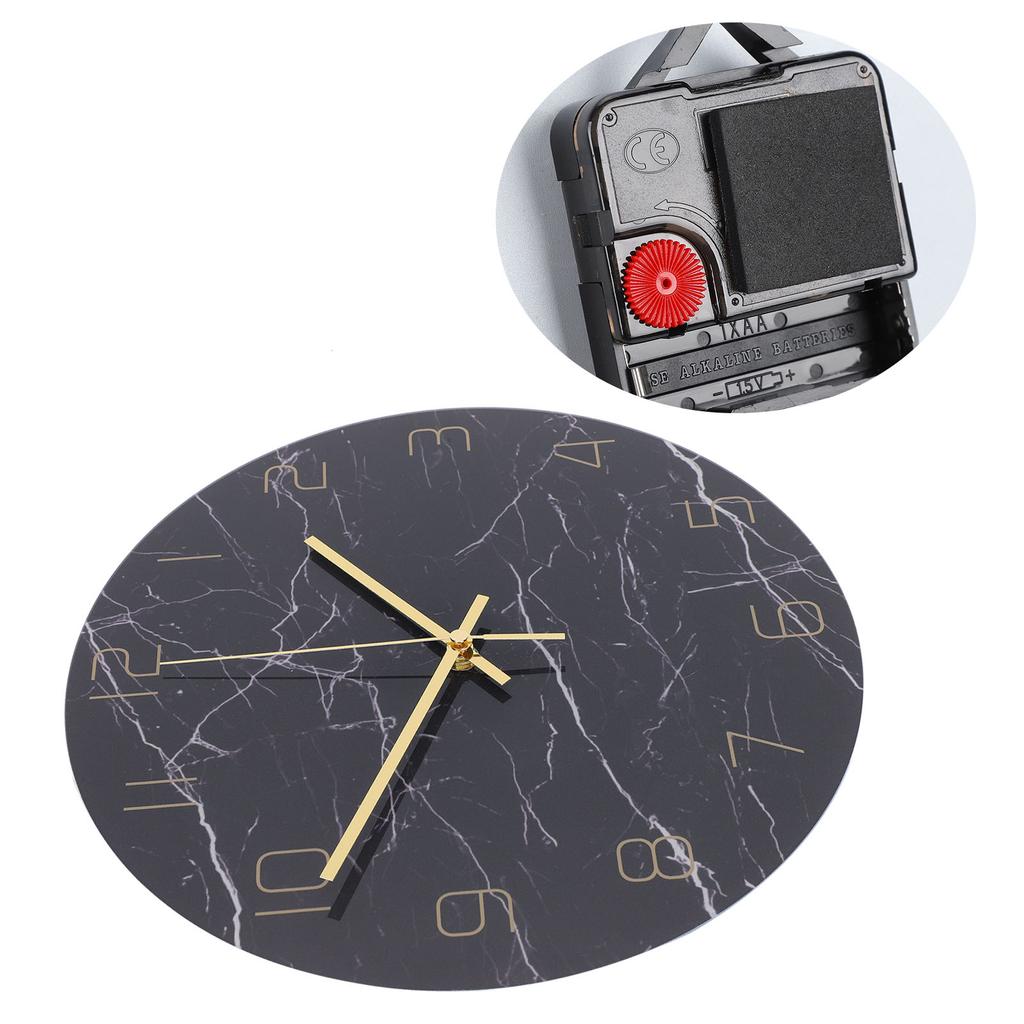 Wall Clock Nordic Decorative Marble Printing Mute Round Hanging Clock Home Decoration