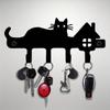 Metal Wall Key Holder with Cat Silhouette Heavy Duty Key Hooks for Entryway Kitchen Garage Storage
