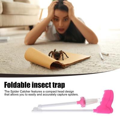 Spider Catcher Long Handle Contactless Spider Grabber Insect Pickup Tool Foldable Cockroach Trap for Indoor Outdoor Use