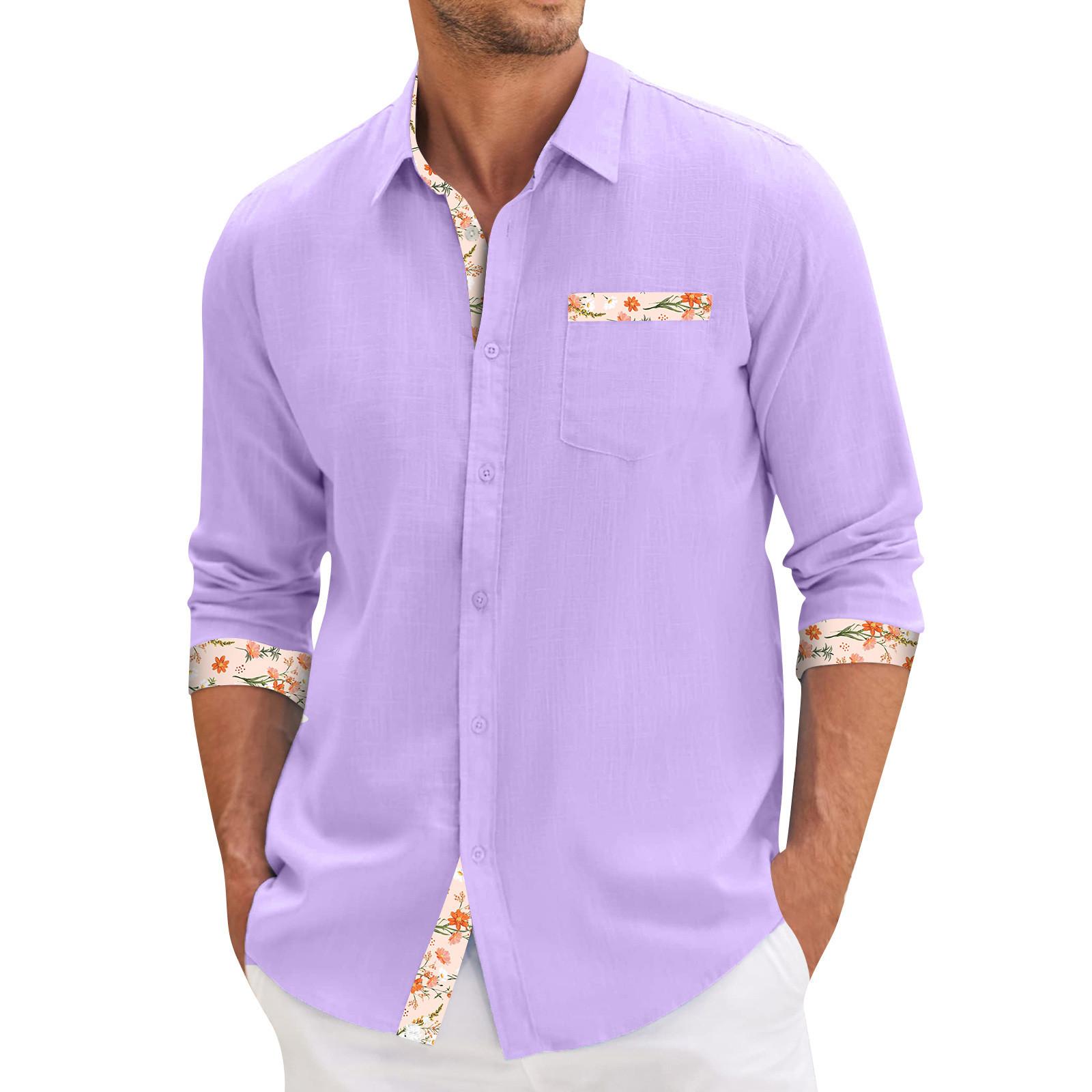 

Мужская летняя новая свободная рубашка с длинным рукавом с принтом, кардиган, пляжная рубашка XXXXL фиолетовый