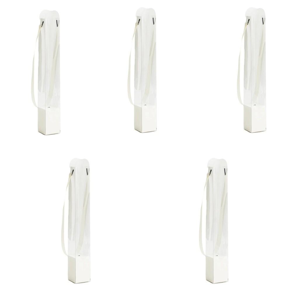 5PCS/Set Transparent Flower Packaging Boxes Plastic Portable Rose Wrapping Boxes Handheld Flower Arrangement Bags