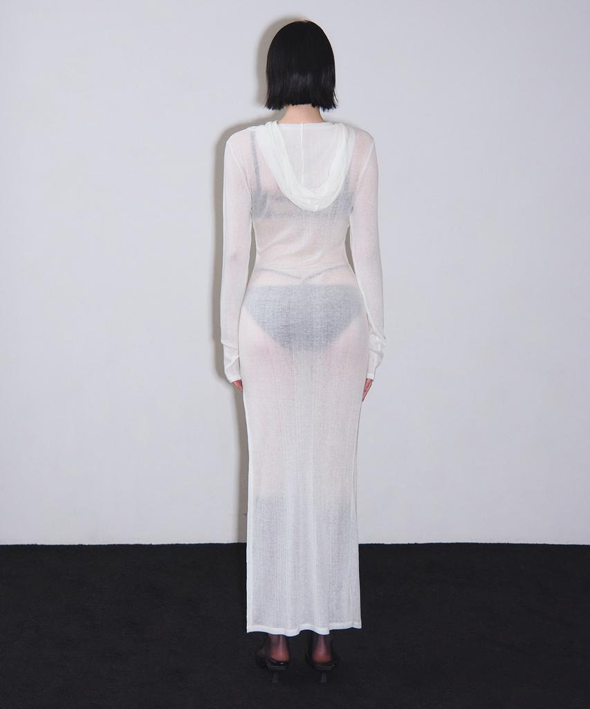 VINAJ Hooded Long Dress Cover-Up (White)