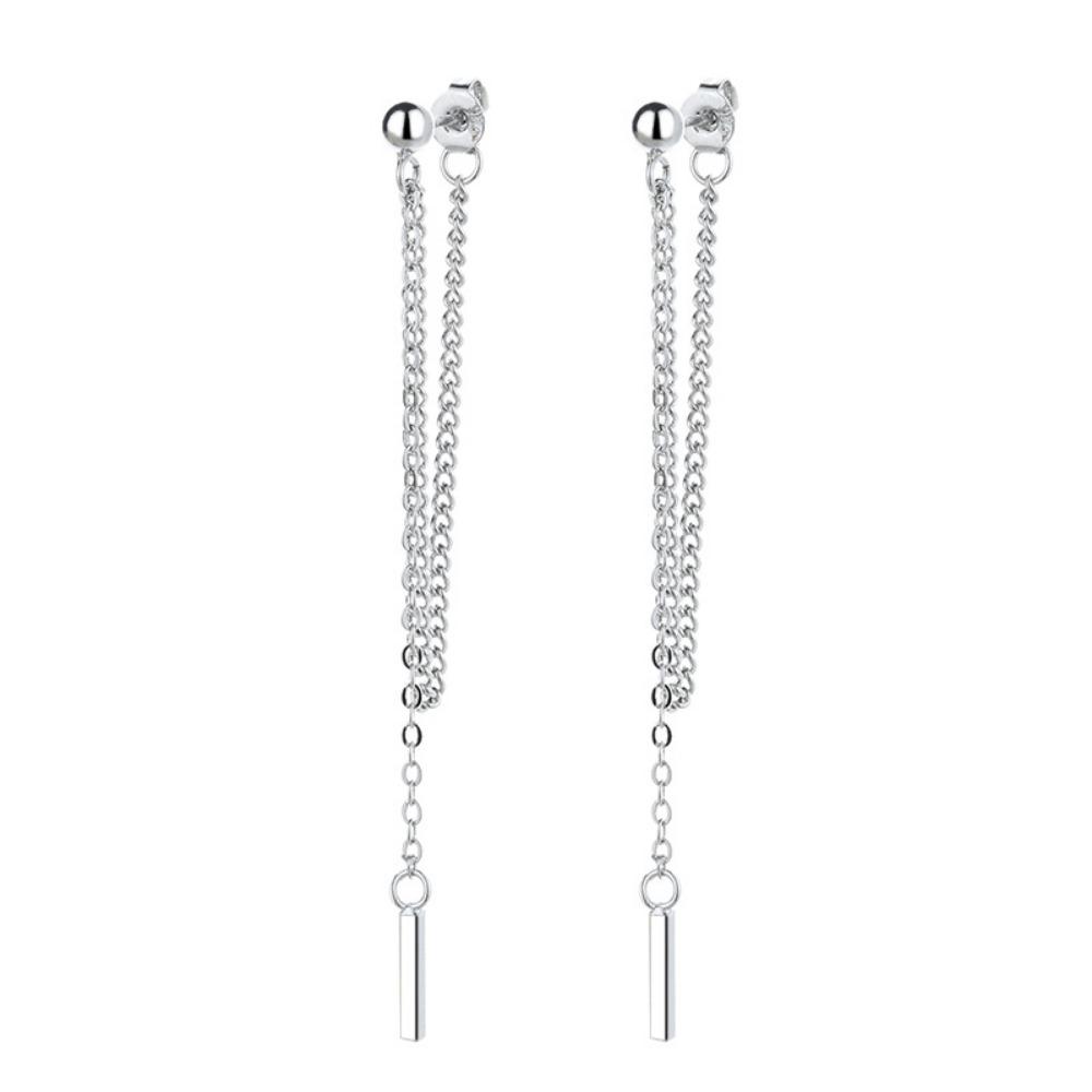 Charm Long Chain Tassel Dangle Earrings for Women Temperament Silver Color Stainless Steel Ear Line Jewelry Korea Fashion