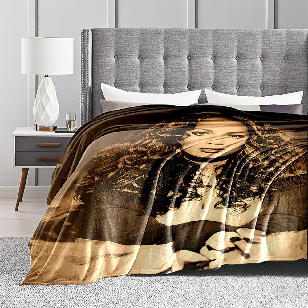 Curly Haired Stylish Lady Blanket for All Seasons Blanket Lunch Break Throw Gift