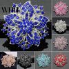 Flower Brooch Pin Anti-rust Silver Plated Rhinestone Round Women Blossom Breastpin for Dating Wedding Party