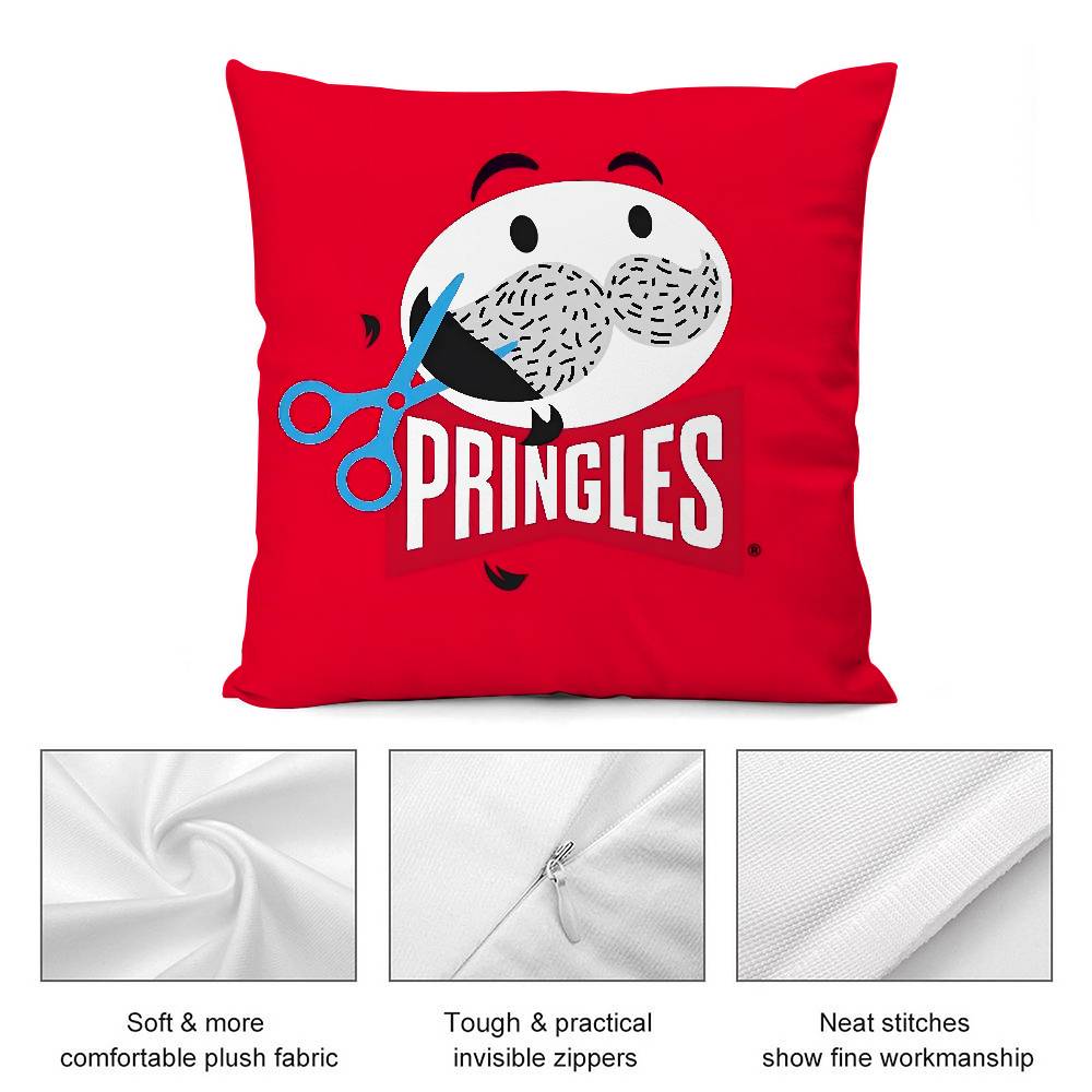 Classic P-Pringles Brand Pillow Case Plush Fabric Soft Double Sided Print Sofa Cushion Cover Throw Pillow Covers