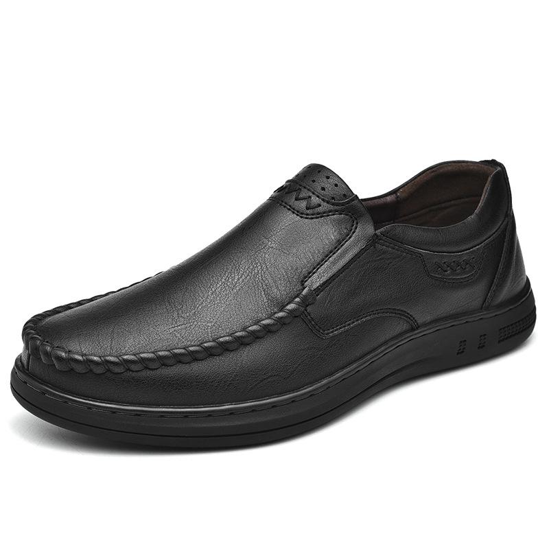 

Кожаная обувь, мужские весенние новые британские мужские деловые повседневные кожаные туфли на мягкой подошве, кожаные туфли для папы, мужская обувь для ленивых 44