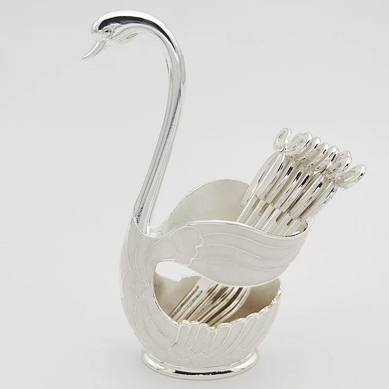 European Swan Tableware Holder Stainless Steel Spoon and Fork Base Elegant Utensil Stand Home Decor and Kitchen Organization