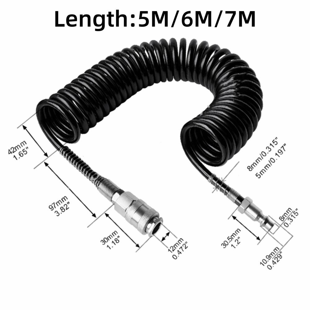 Coiled Coiled Air Hose Steel + PU Coiled Air Extension Hose  Air Compressor