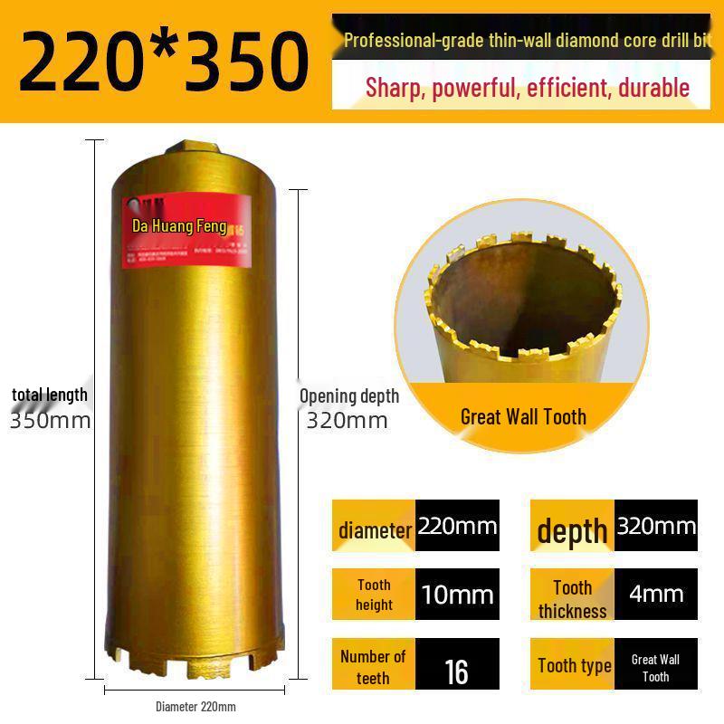 Diamond Core Drill Bit for Fast Drilling Steel Reinforced Concrete, Brick Walls, and Air Conditioner Installations.