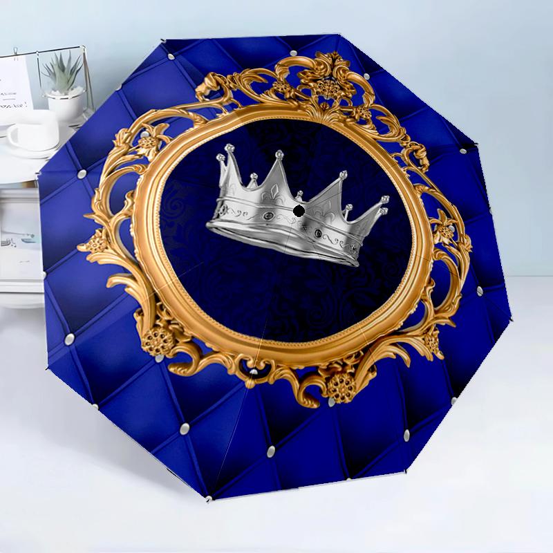 Royal Crown Emblem 8-Frame for Travel, Camping, Casual Lightweight Portable Umbrella, Essential for Every Family Holidays Birthday Gift