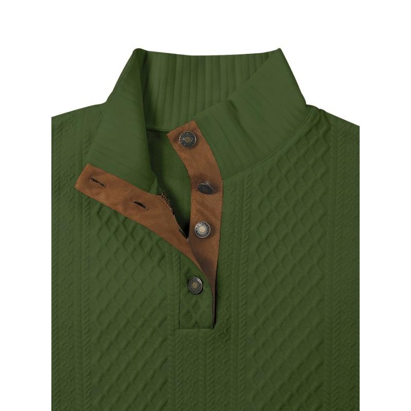 Mens Vintage-Inspired V-Neck Sweatshirt - Comfort Fit, Stand Collar, Durable for Fall/Winter