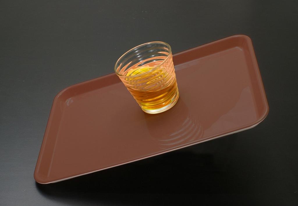 TATSU-CRAFT Pino Non-Slip Tray, 39cm, Wood Grain, Dark Mocha, Non-Slip, Microwave-Safe, Stylish Plastic, Available In Large, Small, Deep, Square, and