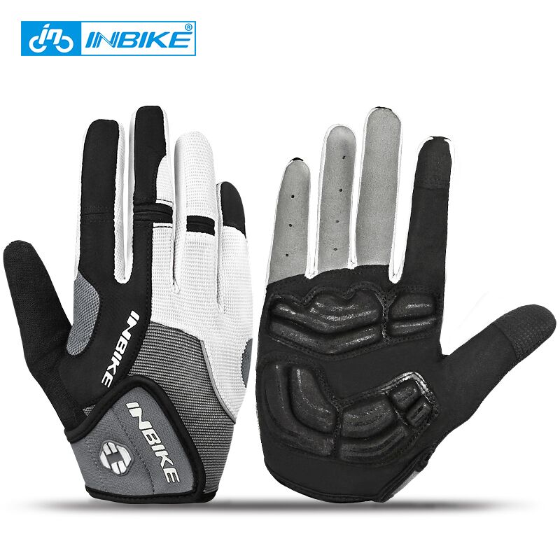 INBIKE Fahrradhandschuhe Touchscreen Fahrradsport Handschuhe Stoßfest MTB Vollfinger Bike Rennradhandschuh für Biker Herren mit Handflächenpolster