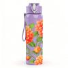 1PC Bright Orange Red Peony Flower Print 750ml Color Plastic Sports Water Bottle Leakproof Flip Straw Lid Suitable for Sports Office Home Use