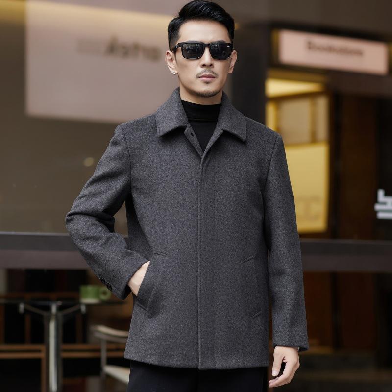 

Мужская кашемировая куртка на пуговицах, зимний стиль для пап среднего и пожилого возраста, шерстяная куртка, повседневный топ с лацканами 200