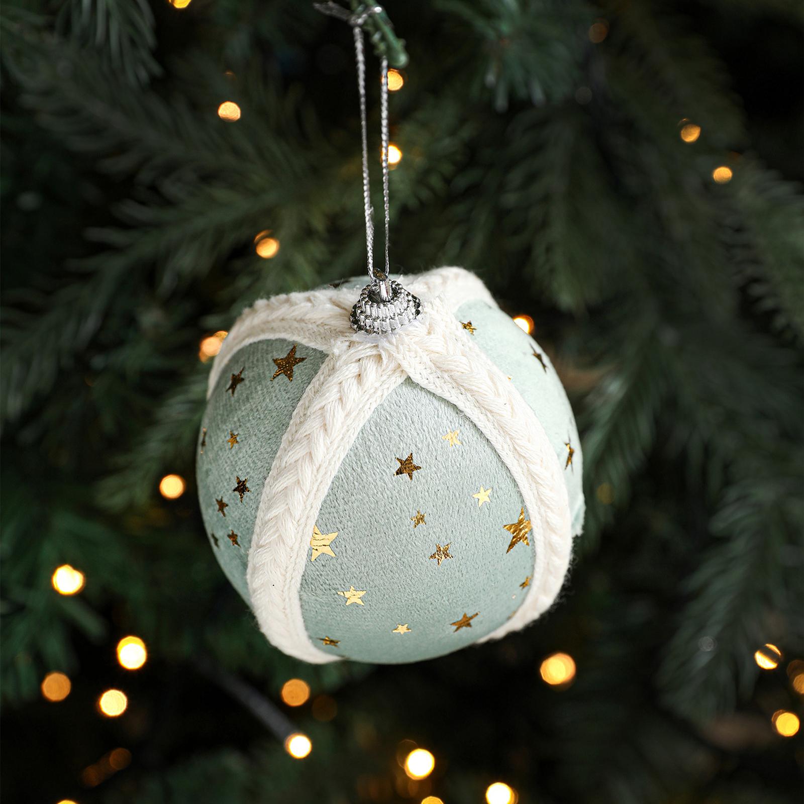 

8CM Foam Ball Christmas Tree Pendant Hanging Ball Star Fabric Print Ball Decoration Arrangement One Size синий