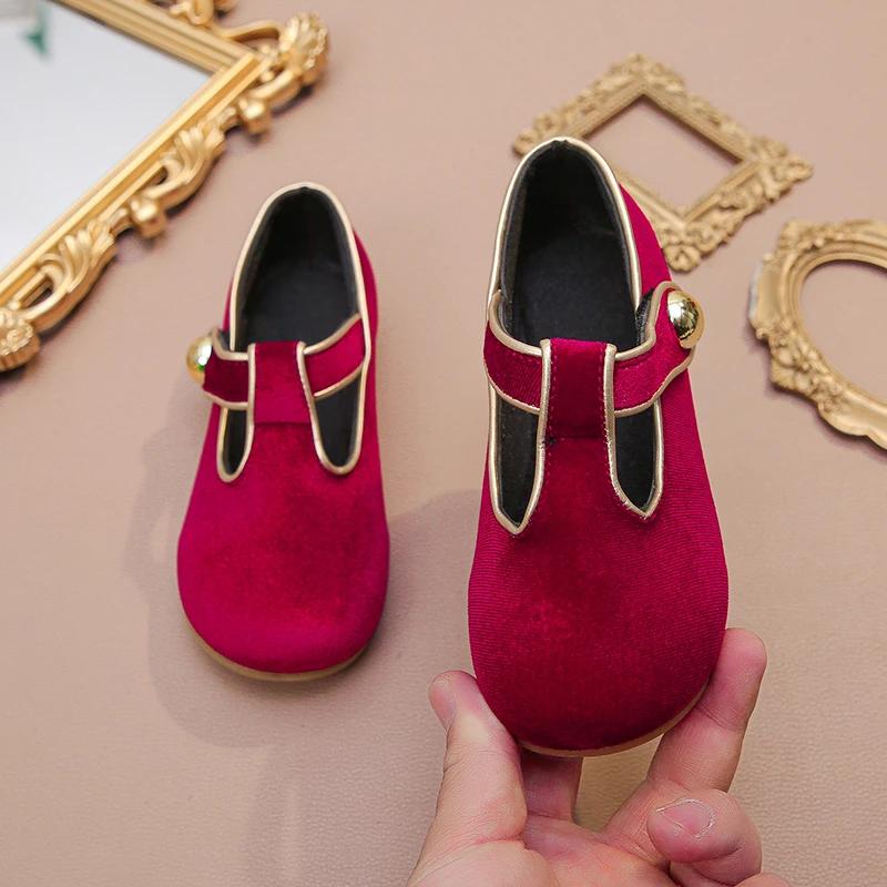 Toddler Casual Shoes Kids Outdoor Fashion Wine Red Girls Leather Shoe Hollow-out Simple Children's Flat Shoes Soft Bottom New
