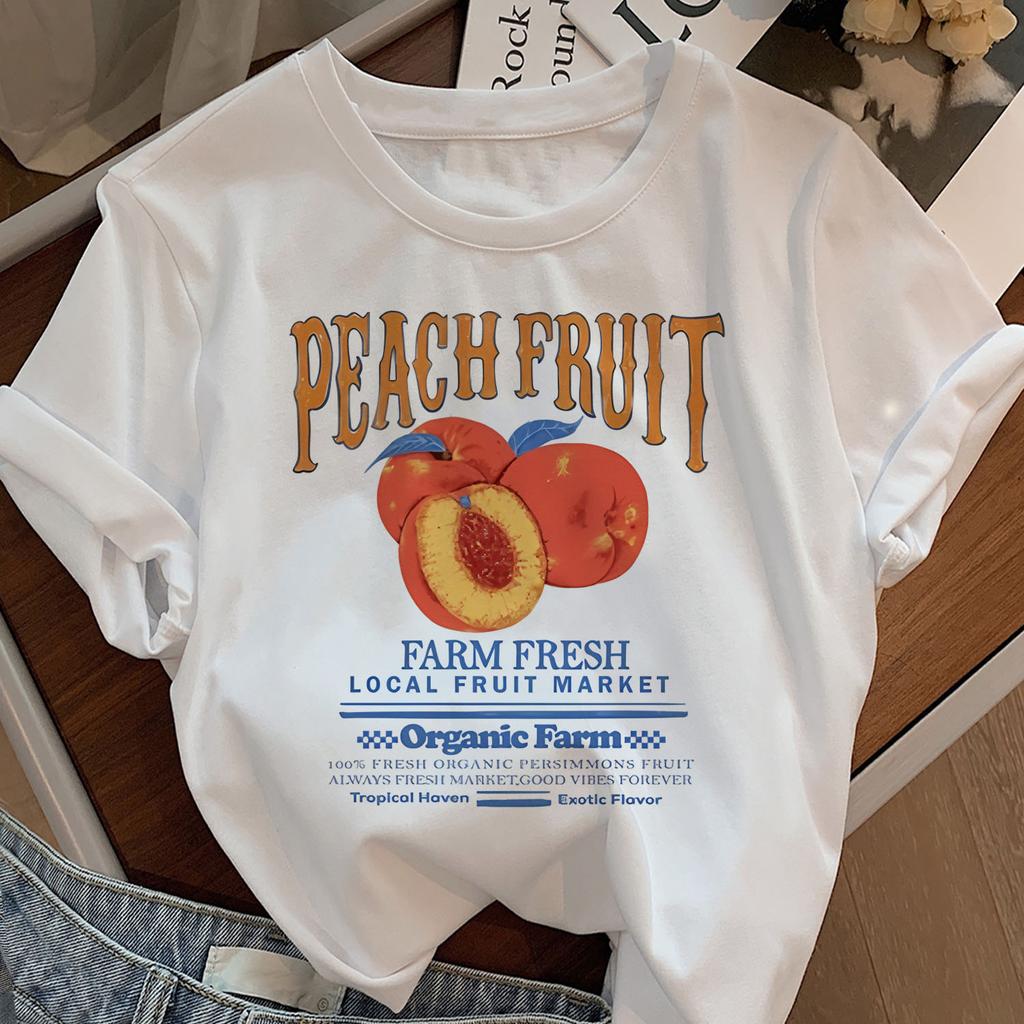 Summer Peach Fruit Graphic Print TShirt Short Sleeve Crew Neck Casual Top for Summer Spring UnisexS Clothing Streetwear