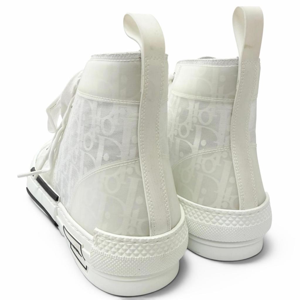 Excellent DIOR High Cut Sneakers B23 Oblique Pattern White Rubber Mens 43 Used